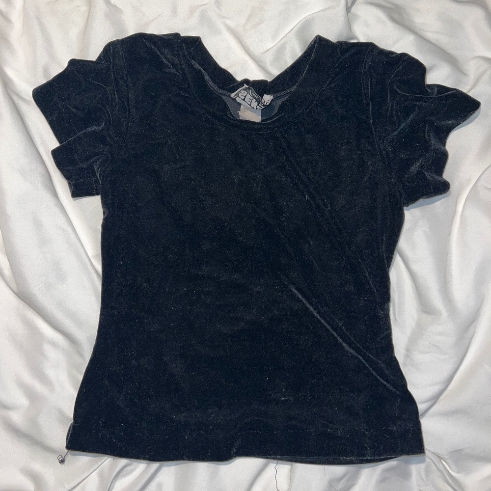 90's Black Velvet Crop Top
